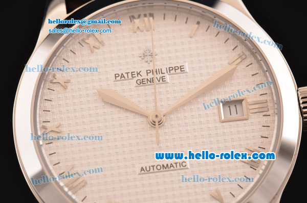 Patek Philippe Calatrava Swiss ETA 2824 Automatic Steel Case with Black Leather Strap White Dial - Click Image to Close